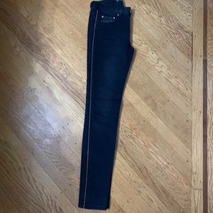 Zara Black Slim Fit Size 4 Gold Metal Side Stripe